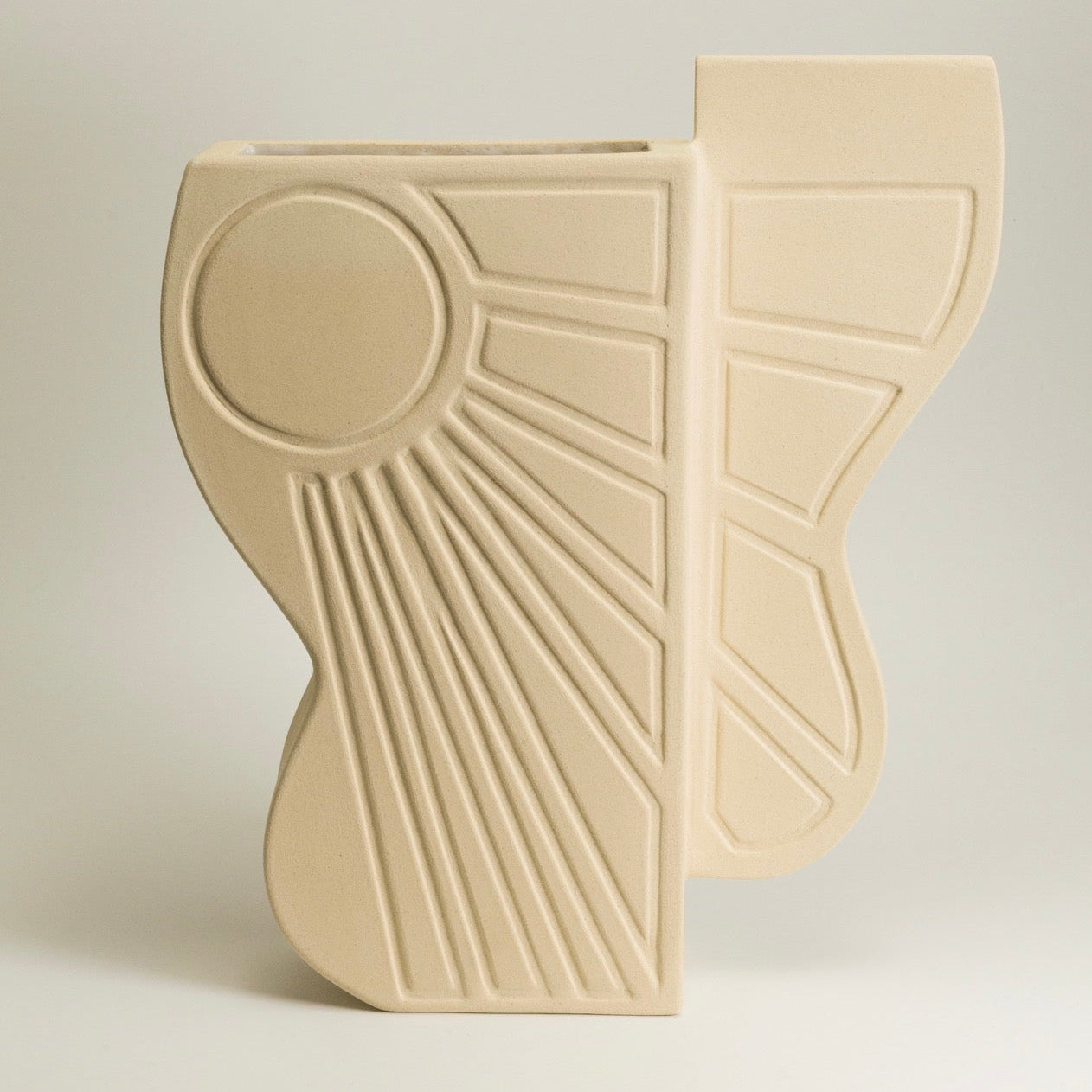 Vase contemporain art déco grès blanc chamottés vase luxe galerie 