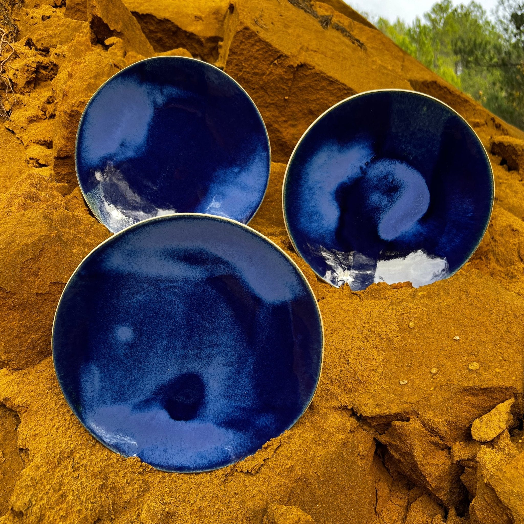 assiette Bora Bora - Fille de Lune - assiette artisanale - bleu cobalt - artisanat d'art