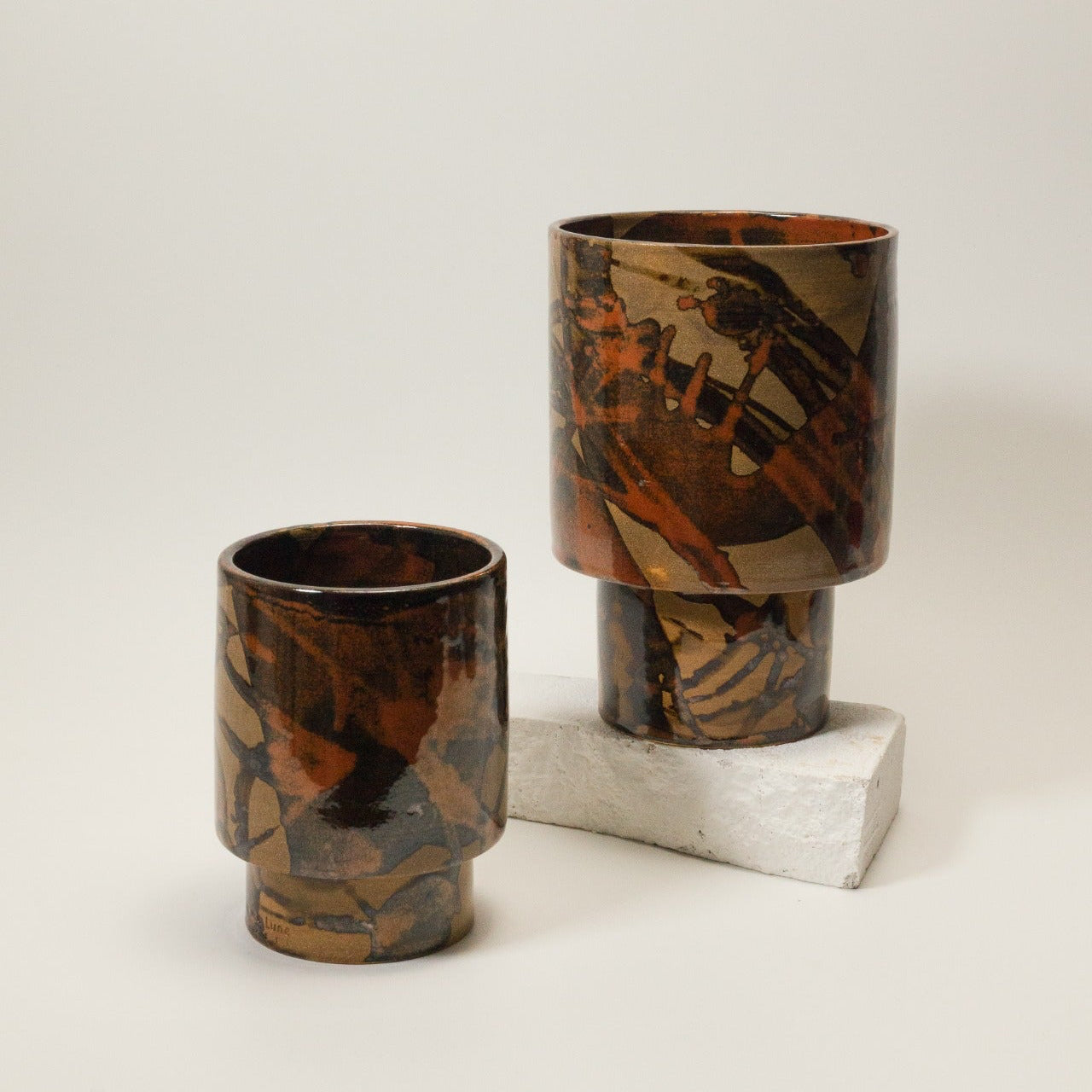 cache pot ceramique grès artisanal, fait main, graphique, marseille 