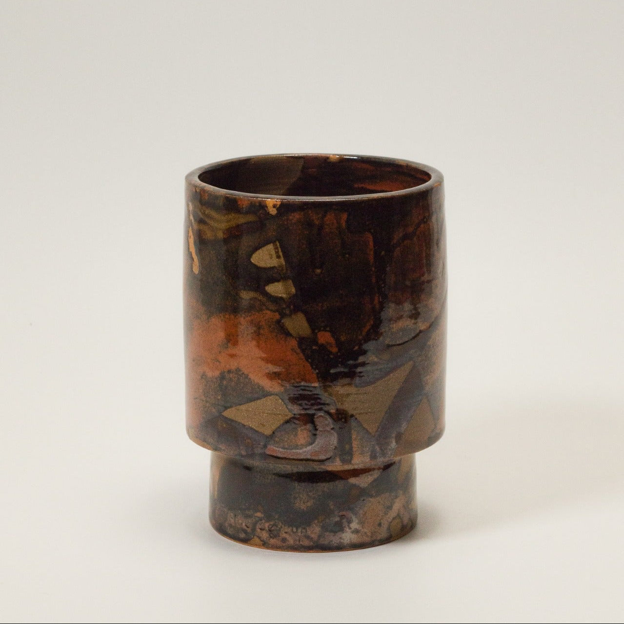 cache pot plante, sabre , ton chaud , marron , rouille ,email artisanal , piece unique , petite série