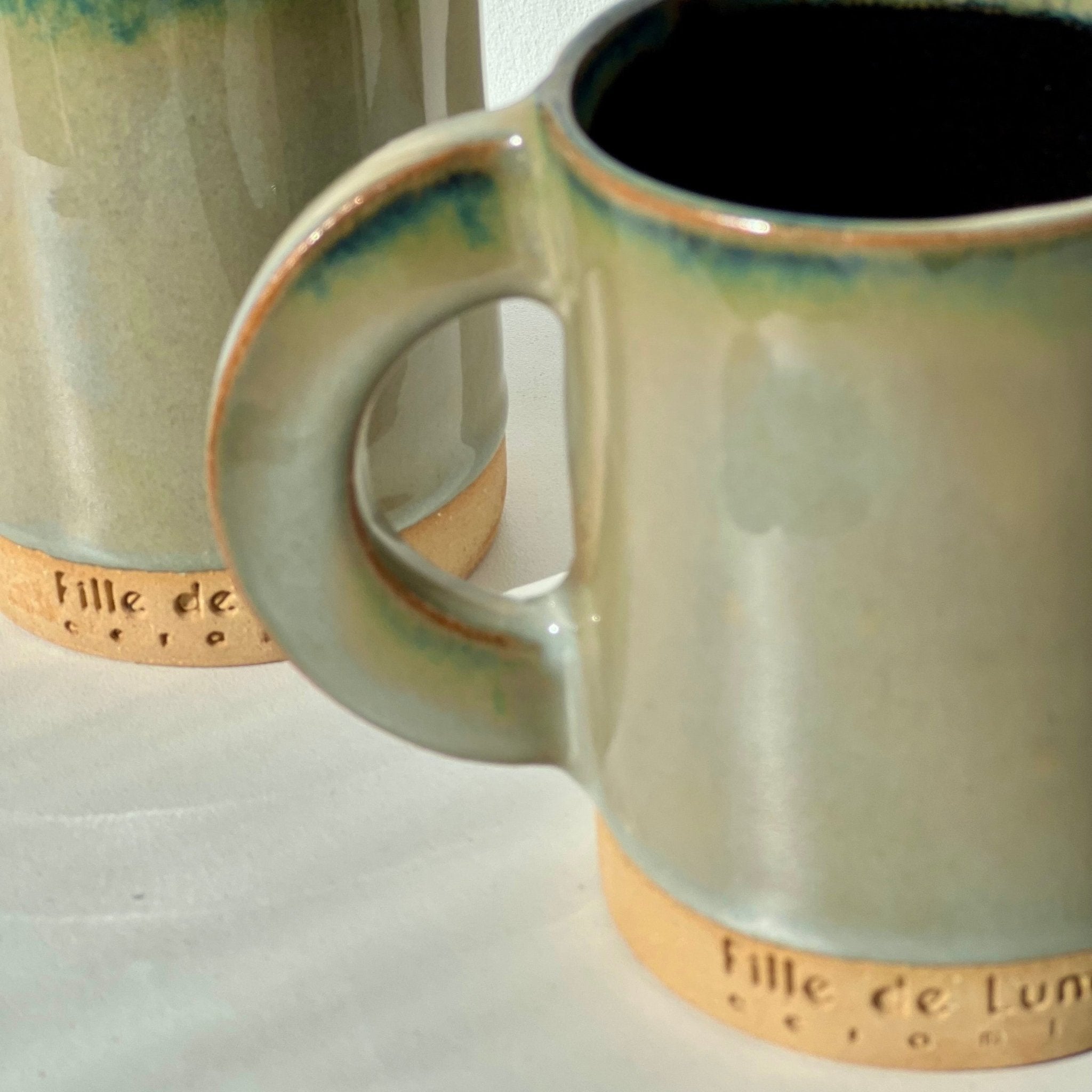 Mugs lot de 2 - Fille de Lune - artisan d'art - art de la table - tasse café - tasse à the - chocolat chaud 