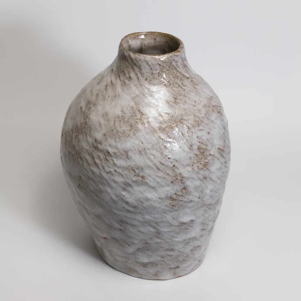 vase grés teintes naturelle blanc crème empreinte des doigts fait main artisanal fille de lune grande taille naturel 