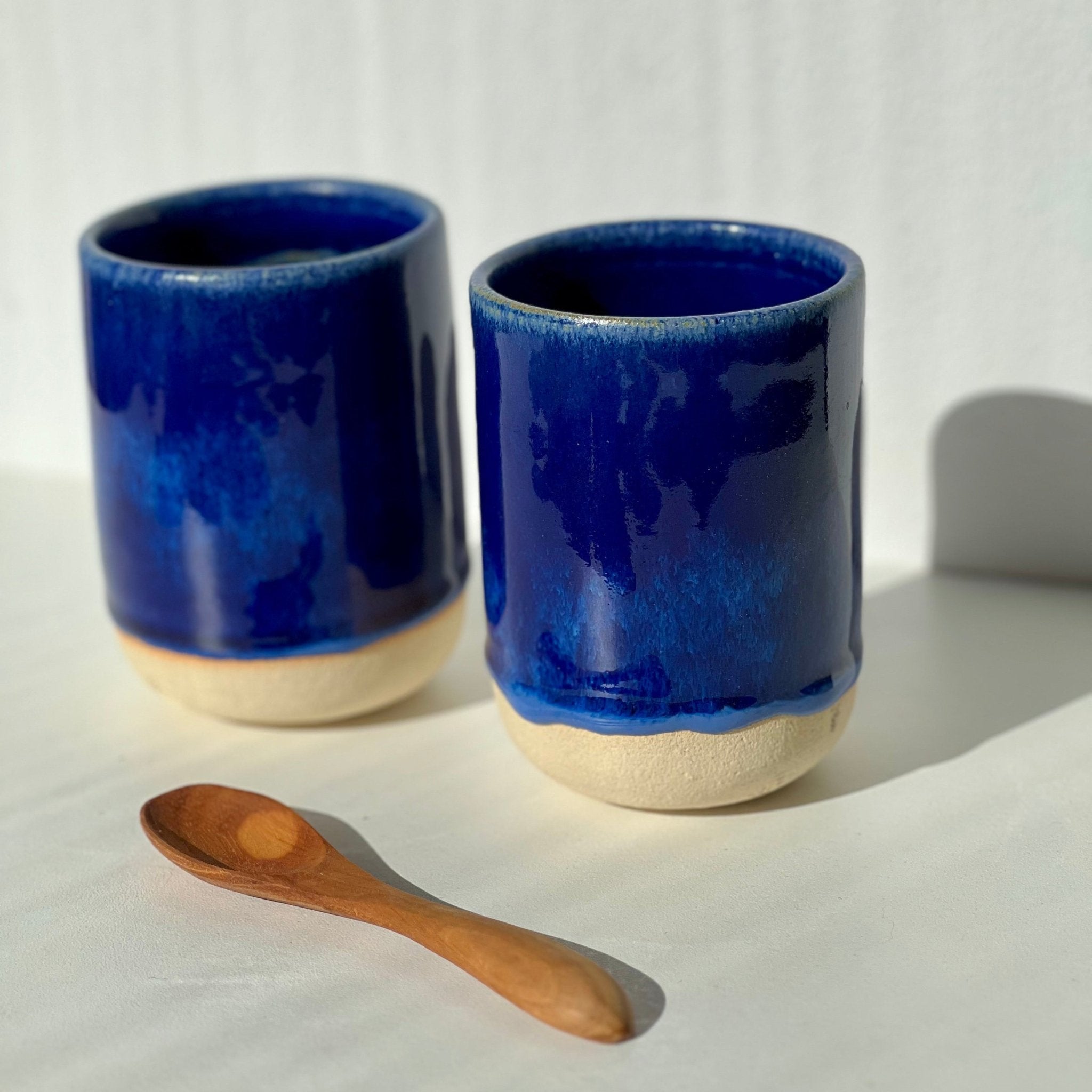 Verre Bora Bora - Fille de Lune - email de création bleu profond - solaire - mediteranée